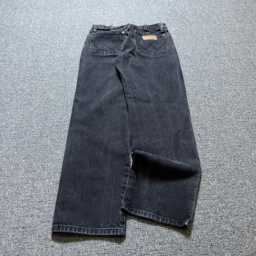 Vintage Wrangler 13MWZWK Jeans 29x30 Black Cowboy Cut Denim Straight Leg 90s